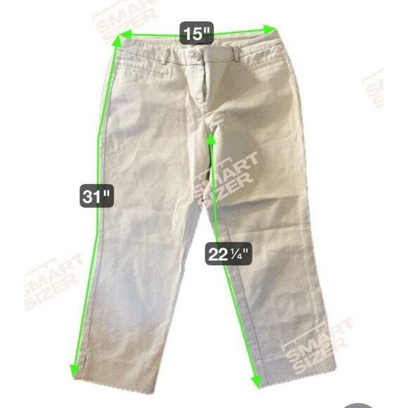 Dalia Ankle Pants Womens Beige Geometric Pattern Size 8 Cotton Spandex Pockets - Picture 8 of 8